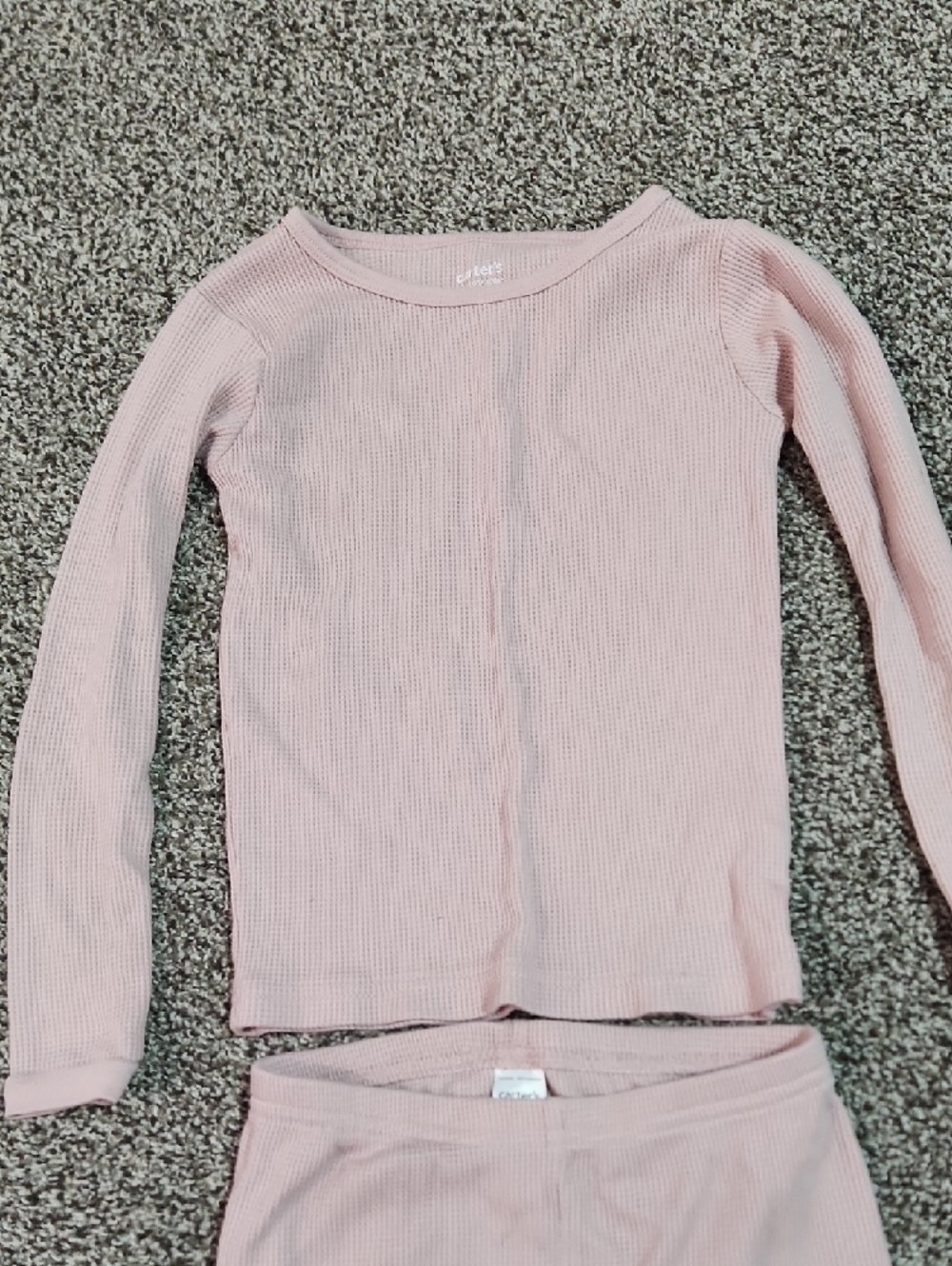 Carter's Girls Ribbed Long Sleeve Pajama Set in Light Pink - Picture 4 of 5